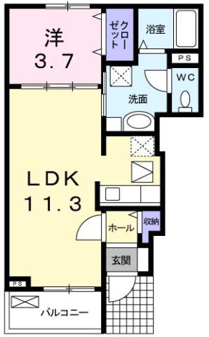カリーノ・デフィー(1LDK/1階)の間取り写真