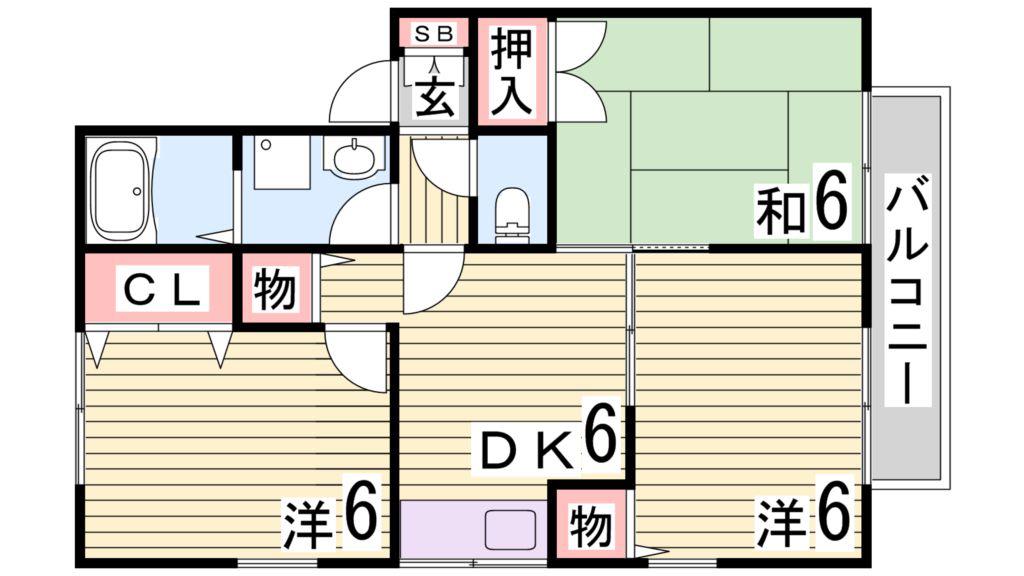 ジュネス北六甲II(3DK/1階)の間取り写真