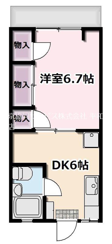 ハイム美晴(1DK/1階)の間取り写真