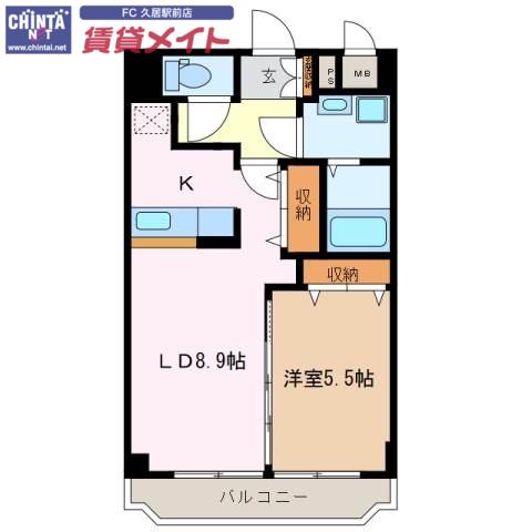 メゾンド・ルミエール(1LDK/4階)の間取り写真