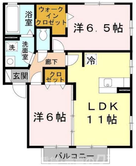 サンフィールドⅢ棟(2LDK/2階)の間取り写真