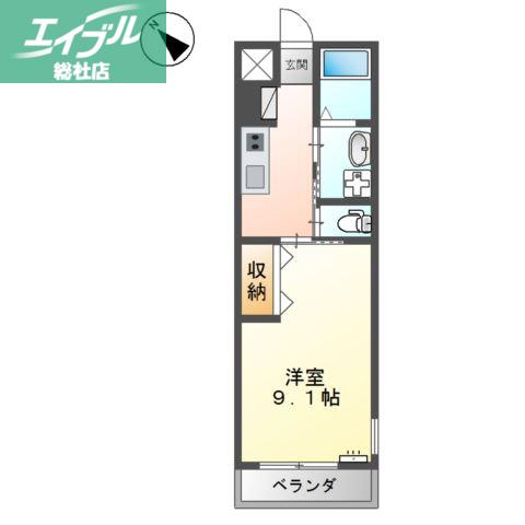 水島臨海鉄道 弥生駅 徒歩18分 2階建 築9年(1K/2階)の間取り写真