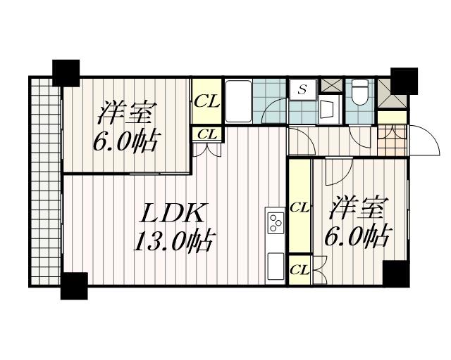 千葉グランドハイツ(2LDK/2階)の間取り写真