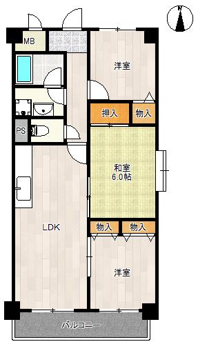 レクシア石切(3LDK/2階)の間取り写真