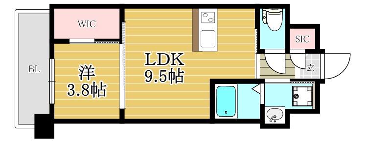 アルファシオ ディ クレイヴ(1LDK/8階)の間取り写真