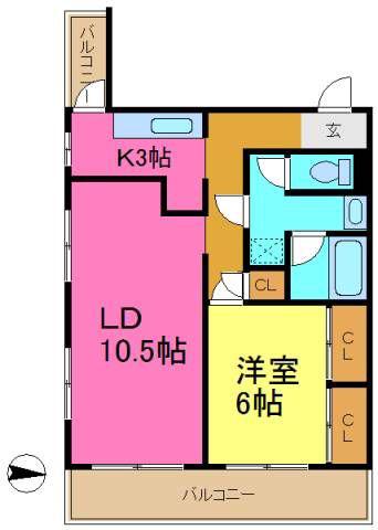 第2宏陽ハイツ(1LDK/4階)の間取り写真