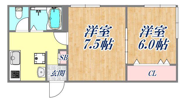パセオセキワ2(2K/2階)の間取り写真