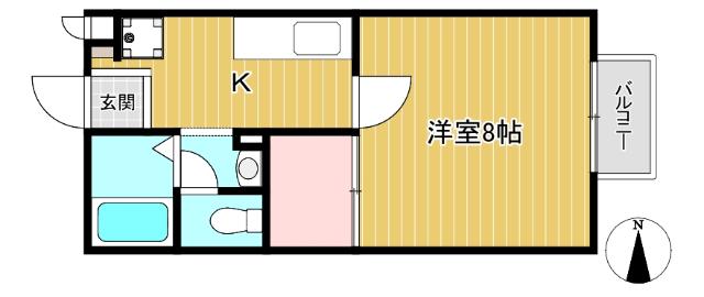 SUN FLATS(1K/2階)の間取り写真