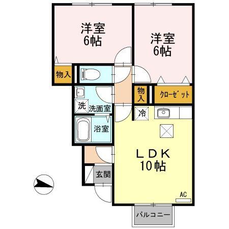 サンコート(2LDK/1階)の間取り写真