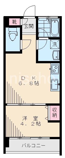 ヴィラ丸山(1DK/3階)の間取り写真