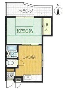 シルバーハイツ(1DK/4階)の間取り写真