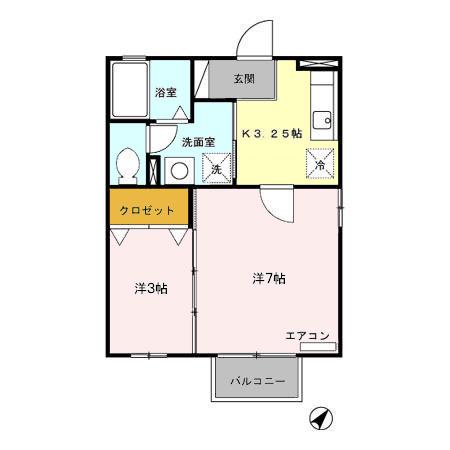 セジュール赤羽根(2K/2階)の間取り写真