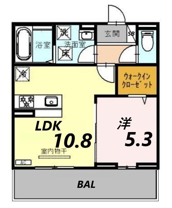 DーPLACE城西(1LDK/2階)の間取り写真