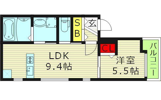 シェリル城北公園(1LDK/2階)の間取り写真