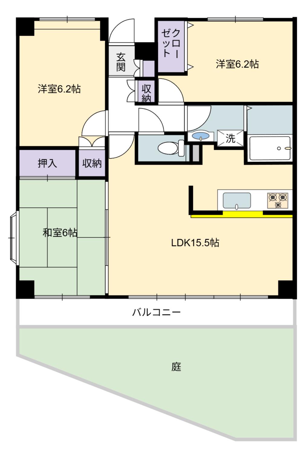 フレラヴィーヌ北本町(3LDK/1階)の間取り写真