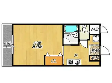 シャンテ三船3(1K/3階)の間取り写真