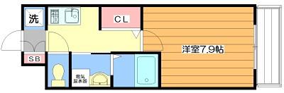 ブルズアイ(1K/4階)の間取り写真