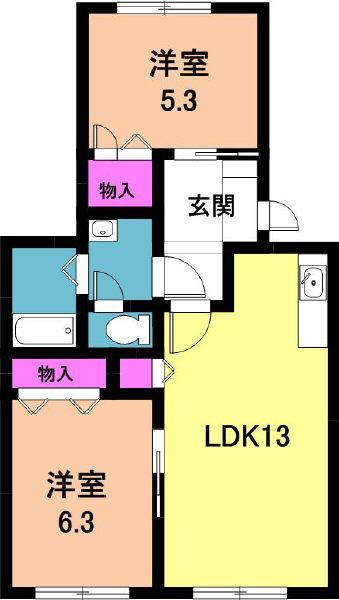 G・Hガーデンハイム(2LDK/1階)の間取り写真