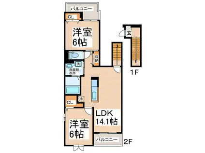 トゥインクル(2LDK/1階)の間取り写真