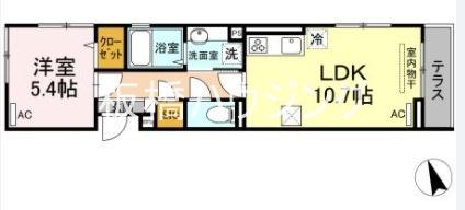 アンジュール徳丸B棟(1LDK/2階)の間取り写真