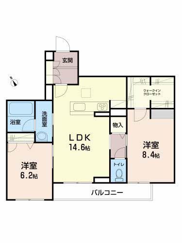 BEREO高森(2LDK/1階)の間取り写真