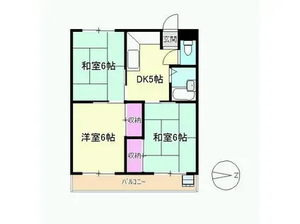 グリーンヒルズⅠ(3DK/2階)の間取り写真