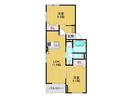 ガーデンレイーサ(2LDK/2階)の間取り写真