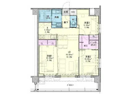 NOBLESSE (3LDK/3階)の間取り写真