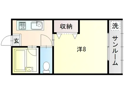 ステラ駅西(1K/2階)の間取り写真