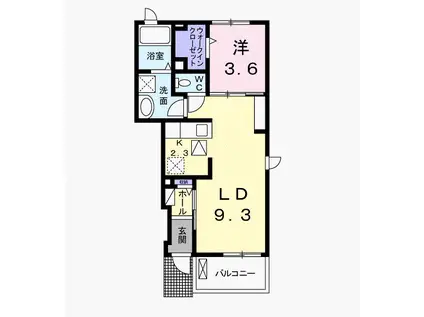 ソレアード・ニシキ II(1LDK/1階)の間取り写真