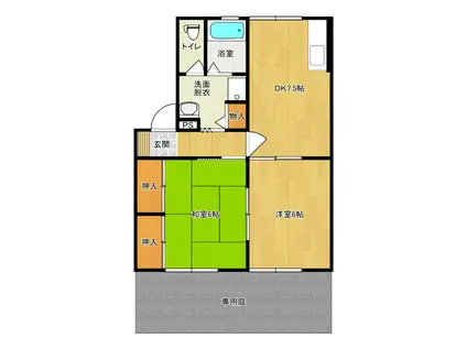 メゾンリヴェール(2DK/1階)の間取り写真