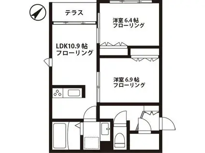 シャーメゾンMUKUROJIプリミエ(2LDK/1階)の間取り写真