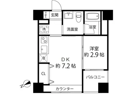 ハイリーフ上野(1DK/11階)の間取り写真