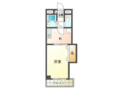 コムズ学園前(1K/4階)の間取り写真