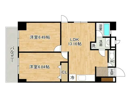 タカフジ・アパートメント(2LDK/11階)の間取り写真