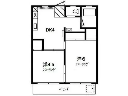 第1富士美マンション(2K/2階)の間取り写真
