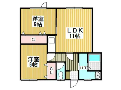 大昭若山ハイツ(2LDK/1階)の間取り写真