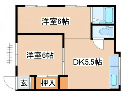 尾崎文化(2DK/2階)の間取り写真