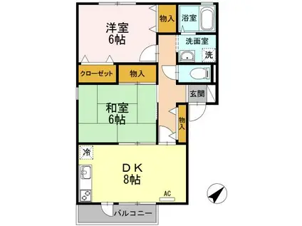 セジュール永広II棟(2DK/2階)の間取り写真