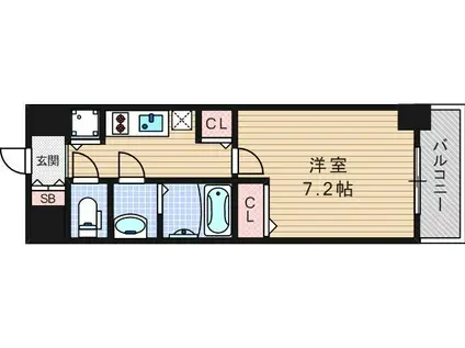 エステムコート南堀江IIIチュラ(1K/4階)の間取り写真