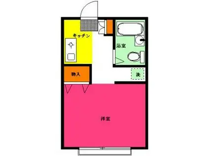 チムニーハウス102(1K/1階)の間取り写真
