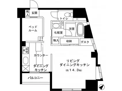 デュオスカーラ神楽坂(1LDK/9階)の間取り写真