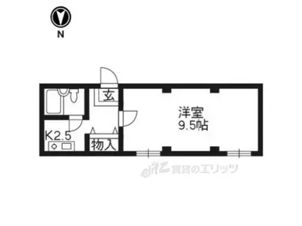 上賀茂松柏(1K/3階)の間取り写真