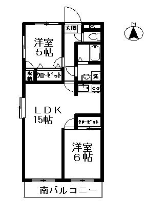フォンターナ杉浦(2LDK/3階)の間取り写真