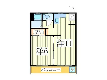森田マンション(1LDK/2階)の間取り写真