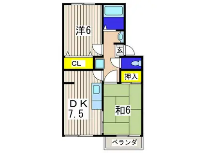 コーポ原(2DK/2階)の間取り写真
