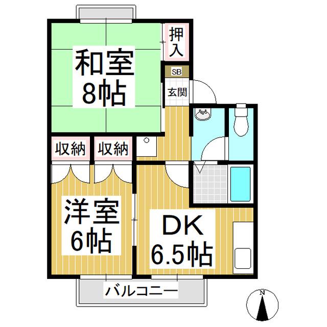 稲田ライブタウン A(2DK/1階)の間取り写真