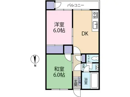 宮島パークハウス(2DK/4階)の間取り写真