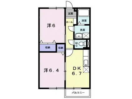 サニーハイム江尻(2DK/1階)の間取り写真