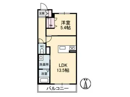 シャーメゾン丸亀(1LDK/2階)の間取り写真
